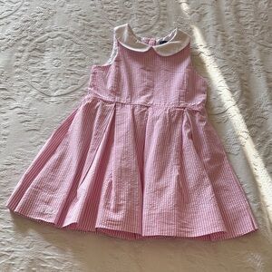 Gently Loved Striped Pleated Lined Sleeveless Dress By Polo Ralph Lauren